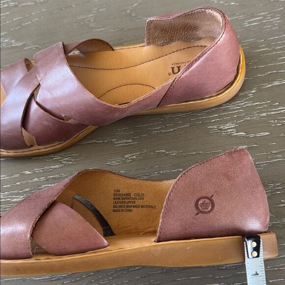 Born ITHICA Chestnut Leather Slip-On Crisscross Open Toe Casual Sandals Size 10M - Picture 4 of 12